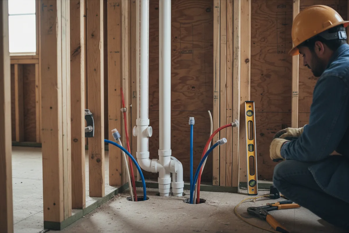 Drain and supply rough-in during Sump Pump Repair in Pearblossom